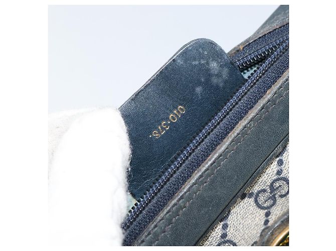 Gucci Borsa a Spalla GG Supreme Sherry Line PVC Navy Gold 010 378 Auth 155553 D'oro Blu navy - vista 12