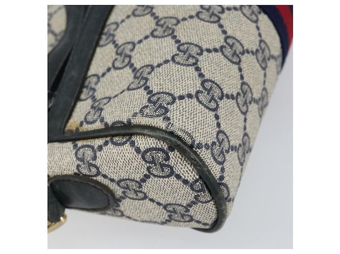 Gucci Borsa a Spalla GG Supreme Sherry Line PVC Navy Gold 010 378 Auth 155553 D'oro Blu navy - vista 14