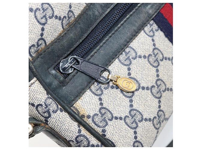 Gucci Borsa a Spalla GG Supreme Sherry Line PVC Navy Gold 010 378 Auth 155553 D'oro Blu navy - vista 21