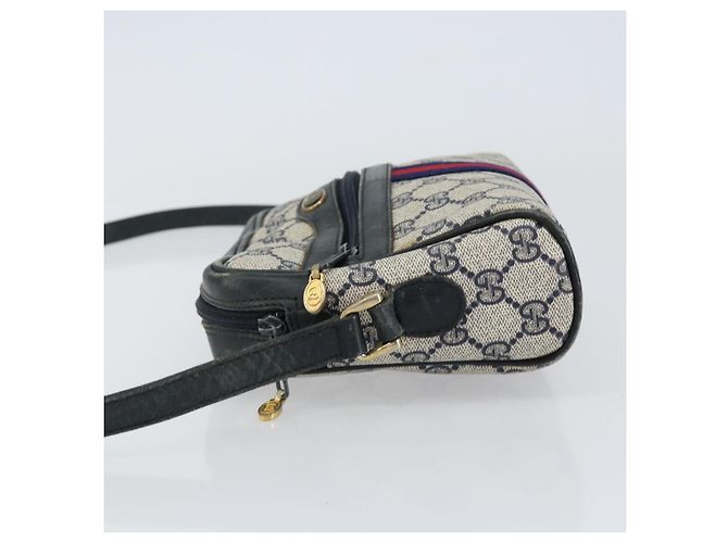 Gucci Borsa a Spalla GG Supreme Sherry Line PVC Navy Gold 010 378 Auth 155553 D'oro Blu navy - vista 4