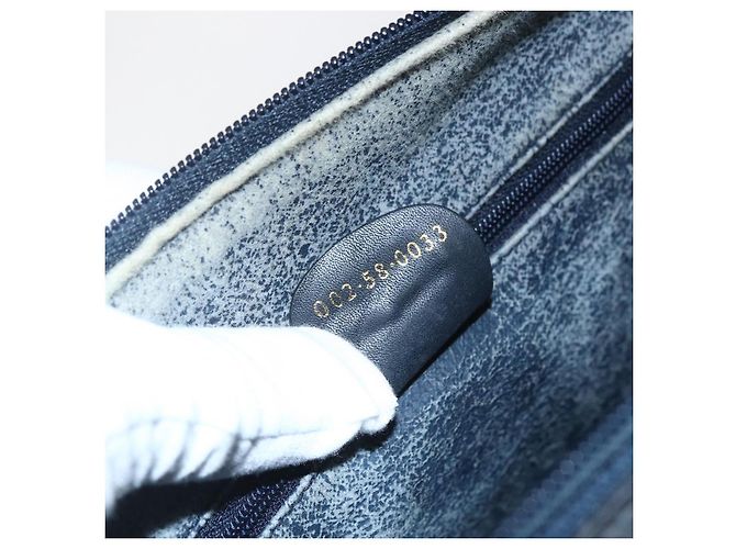 Gucci Borsa a mano Micro GG Supreme in PVC Navy Gold 002 58 0033 Auth 151506 D'oro Blu navy - vista 12