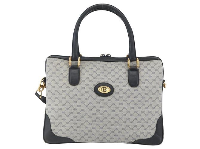 Gucci Borsa a mano Micro GG Supreme in PVC Navy Gold 002 58 0033 Auth 151506 D'oro Blu navy - vista 13