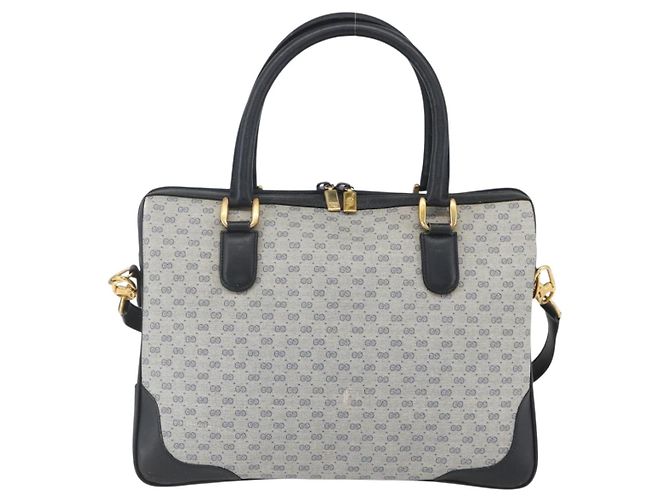 Gucci Borsa a mano Micro GG Supreme in PVC Navy Gold 002 58 0033 Auth 151506 D'oro Blu navy - vista 2