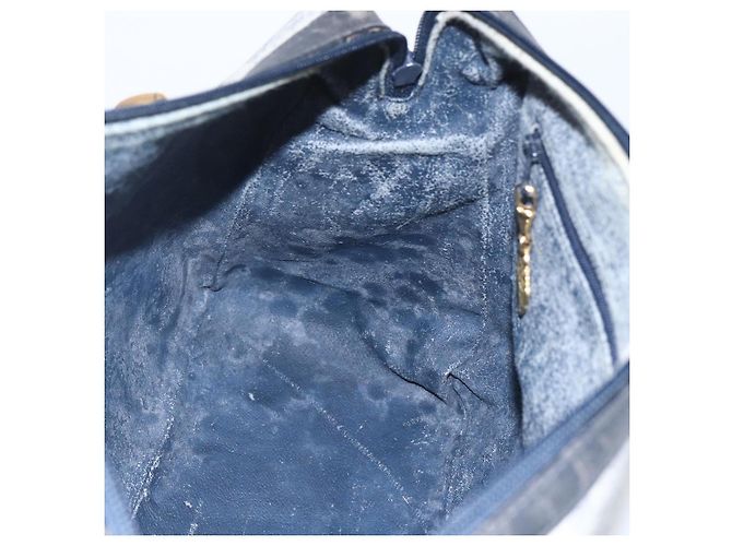 Gucci Borsa a mano Micro GG Supreme in PVC Navy Gold 002 58 0033 Auth 151506 D'oro Blu navy - vista 22