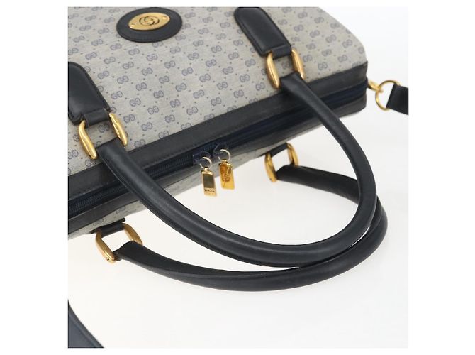 Gucci Borsa a mano Micro GG Supreme in PVC Navy Gold 002 58 0033 Auth 151506 D'oro Blu navy - vista 7