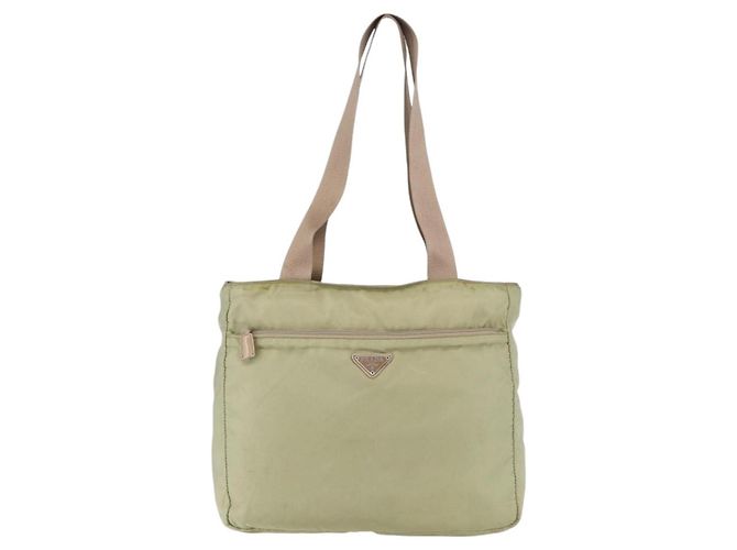 Borsa Tote PRADA Nylon Verde Argento Auth 153132 - vista 13
