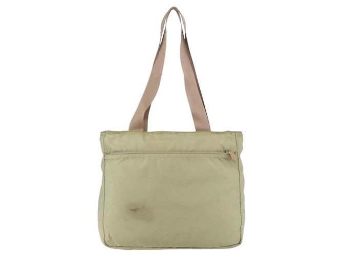 Borsa Tote PRADA Nylon Verde Argento Auth 153132 - vista 2