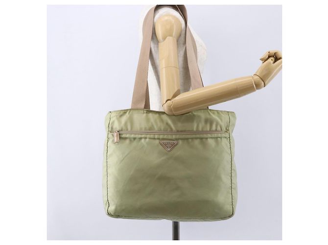 Borsa Tote PRADA Nylon Verde Argento Auth 153132 - vista 25