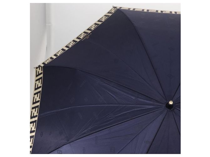 Paraguas plegable de lona Zucca FENDI azul marino Auth am9874 - vista 3
