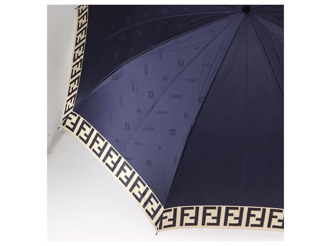 Paraguas plegable de lona Zucca FENDI azul marino Auth am9874 - vista 5