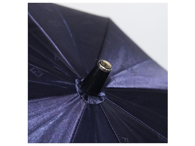 Paraguas plegable de lona Zucca FENDI azul marino Auth am9874 - vista 7