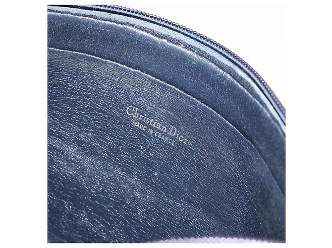 Borsa a Spalla in Tela Trotter Christian Dior Blu Navy Oro Auth 155297 D'oro - vista 11