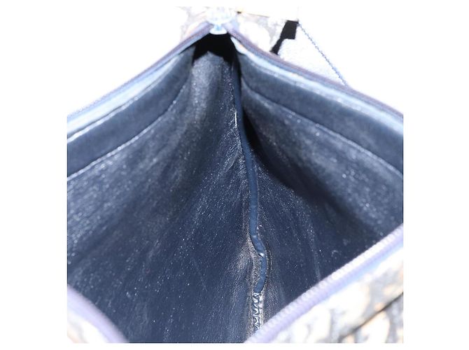 Borsa a Spalla in Tela Trotter Christian Dior Blu Navy Oro Auth 155297 D'oro - vista 17