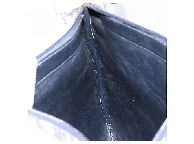 Borsa a Spalla in Tela Trotter Christian Dior Blu Navy Oro Auth 155297 D'oro - vista 18