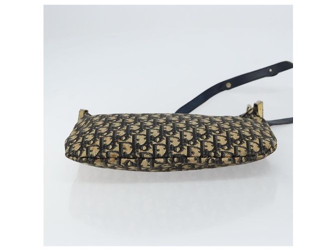 Borsa a Spalla in Tela Trotter Christian Dior Blu Navy Oro Auth 155297 D'oro - vista 5