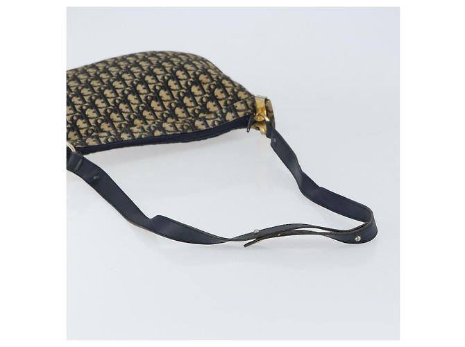 Borsa a Spalla in Tela Trotter Christian Dior Blu Navy Oro Auth 155297 D'oro - vista 7