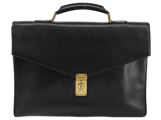 CHANEL Valigetta Pelle Caviar Nera Oro CC Auth bs29898 Nero D'oro - vista 13