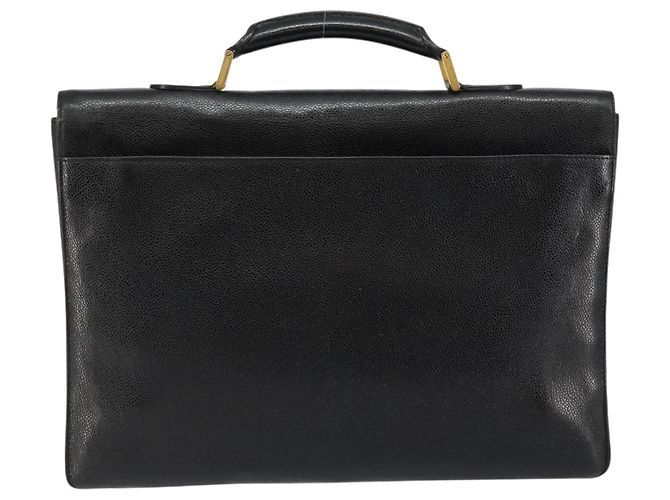 CHANEL Valigetta Pelle Caviar Nera Oro CC Auth bs29898 Nero D'oro - vista 2
