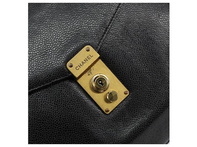 CHANEL Valigetta Pelle Caviar Nera Oro CC Auth bs29898 Nero D'oro - vista 9