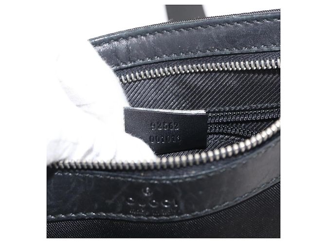 Borsa a Spalla GUCCI in Tela e Pelle Nera Auth ep11047 Nero - vista 12