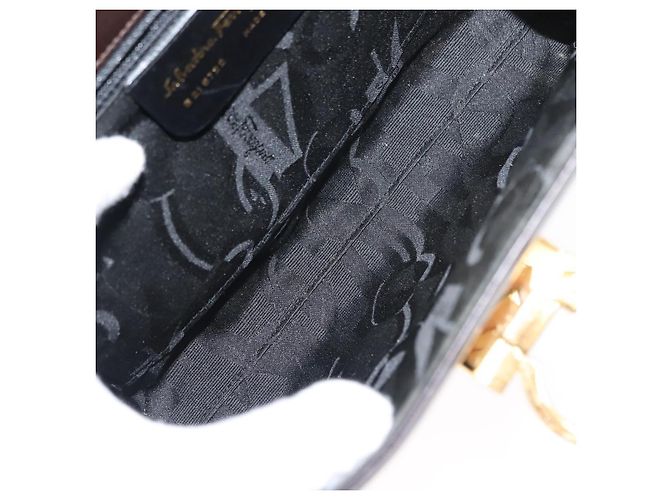Borsa a Spalla Gancini in Pelle Marrone Auth BA6800 di Salvatore Ferragamo - vista 11