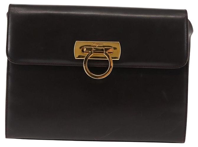 Borsa a Spalla Gancini in Pelle Marrone Auth BA6800 di Salvatore Ferragamo - vista 13