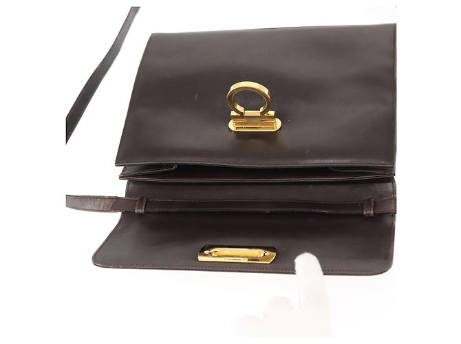 Borsa a Spalla Gancini in Pelle Marrone Auth BA6800 di Salvatore Ferragamo - vista 19