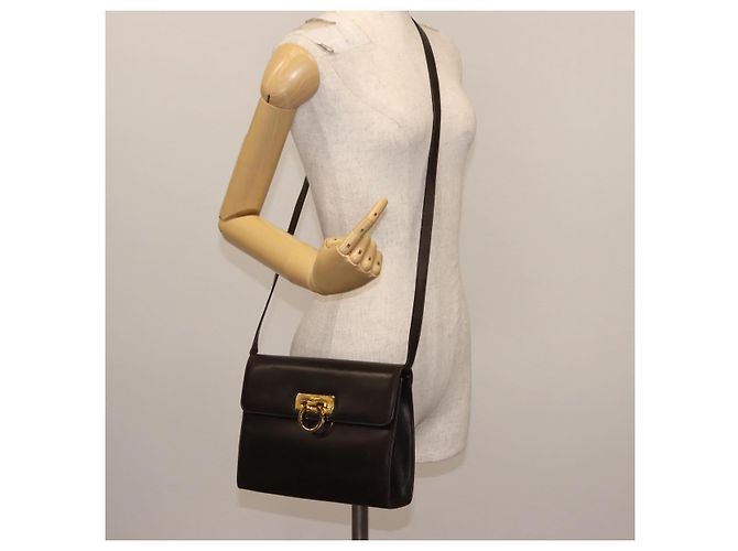 Borsa a Spalla Gancini in Pelle Marrone Auth BA6800 di Salvatore Ferragamo - vista 23