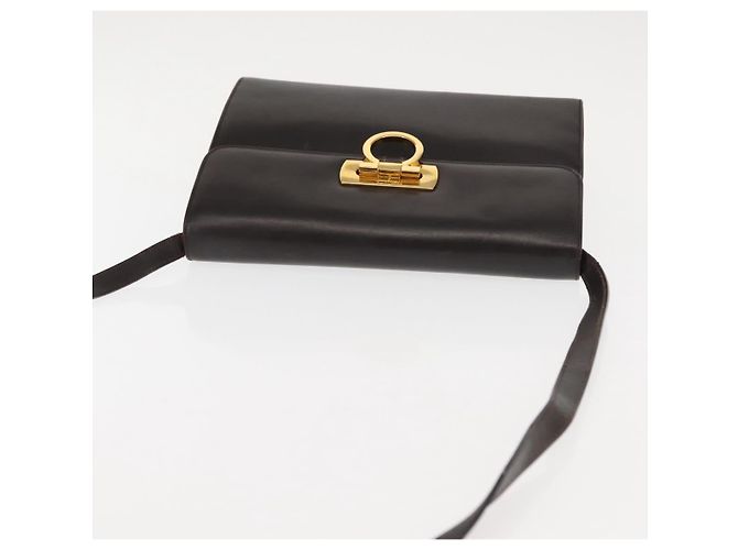 Borsa a Spalla Gancini in Pelle Marrone Auth BA6800 di Salvatore Ferragamo - vista 7