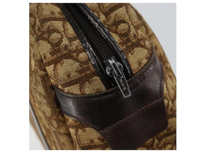 Borsa a mano in tela Trotter Christian Dior marrone oro Auth 146427 - vista 10