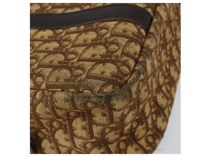 Borsa a mano in tela Trotter Christian Dior marrone oro Auth 146427 - vista 14