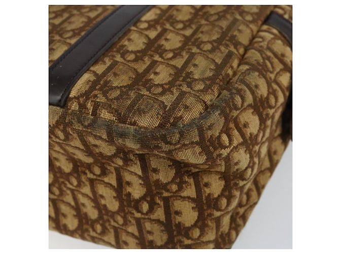 Borsa a mano in tela Trotter Christian Dior marrone oro Auth 146427 - vista 15