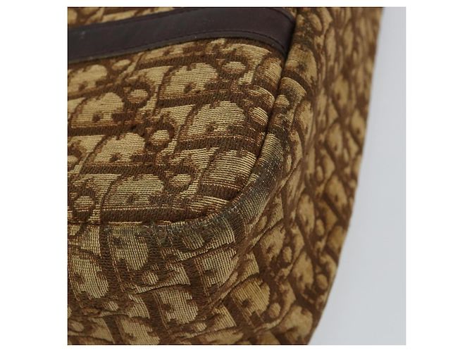 Borsa a mano in tela Trotter Christian Dior marrone oro Auth 146427 - vista 16