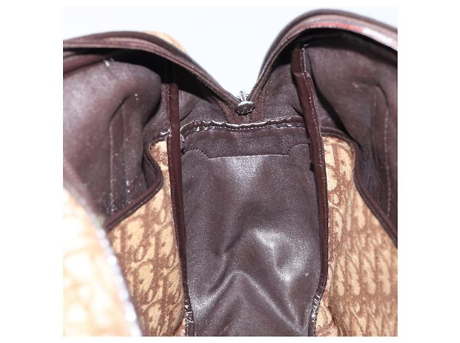 Borsa a mano in tela Trotter Christian Dior marrone oro Auth 146427 - vista 19