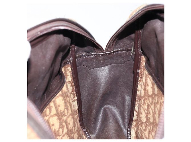 Borsa a mano in tela Trotter Christian Dior marrone oro Auth 146427 - vista 20