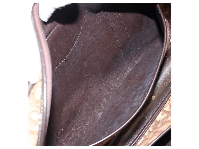 Borsa a mano in tela Trotter Christian Dior marrone oro Auth 146427 - vista 21