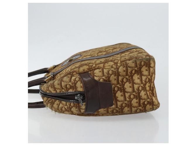 Borsa a mano in tela Trotter Christian Dior marrone oro Auth 146427 - vista 4