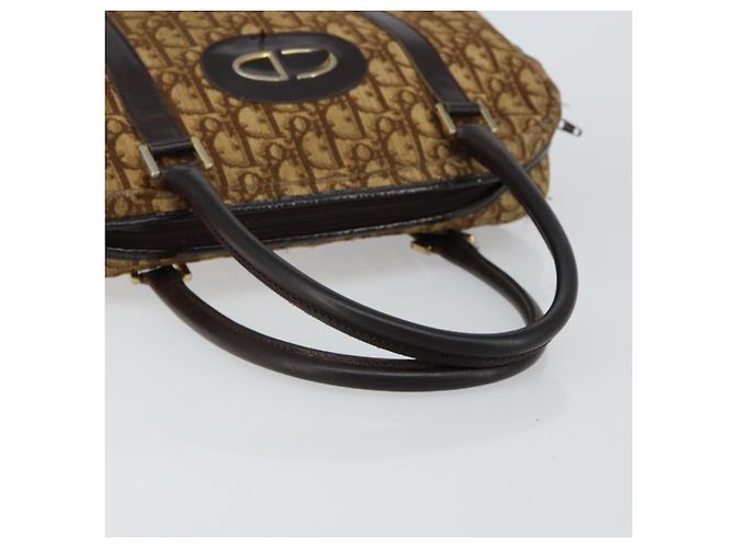 Borsa a mano in tela Trotter Christian Dior marrone oro Auth 146427 - vista 7