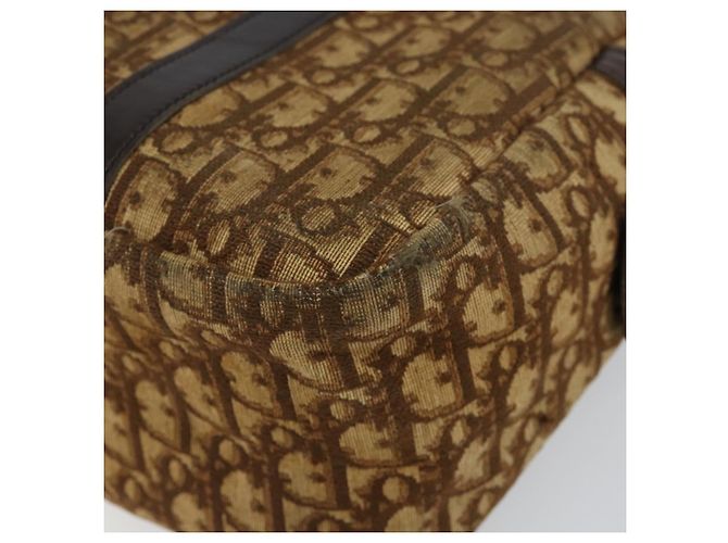 Borsa a mano in tela Trotter Christian Dior marrone oro Auth 146427 - vista 9