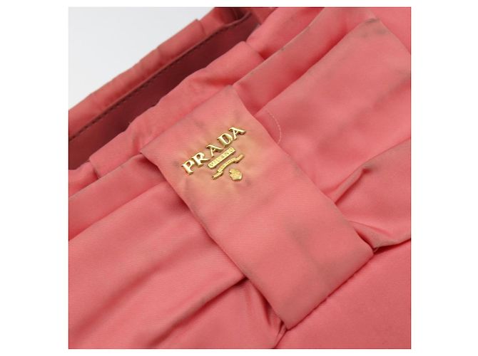 PRADA Borsa a mano in nylon rosa oro Auth 147140 D'oro - vista 10