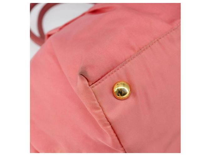 PRADA Borsa a mano in nylon rosa oro Auth 147140 D'oro - vista 14