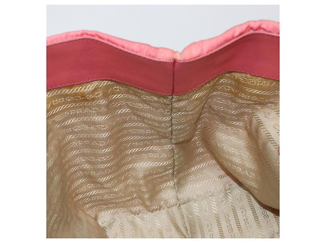 PRADA Borsa a mano in nylon rosa oro Auth 147140 D'oro - vista 19