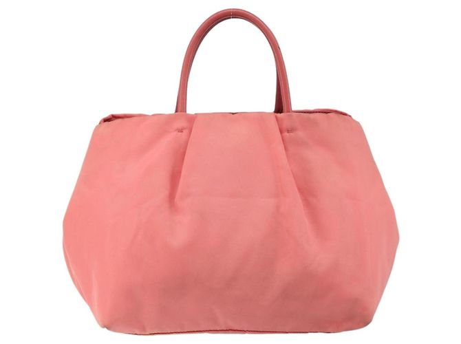 PRADA Borsa a mano in nylon rosa oro Auth 147140 D'oro - vista 2