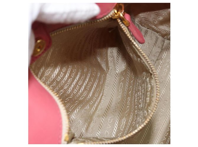 PRADA Borsa a mano in nylon rosa oro Auth 147140 D'oro - vista 20