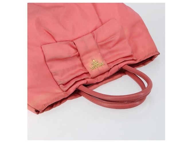 PRADA Borsa a mano in nylon rosa oro Auth 147140 D'oro - vista 6