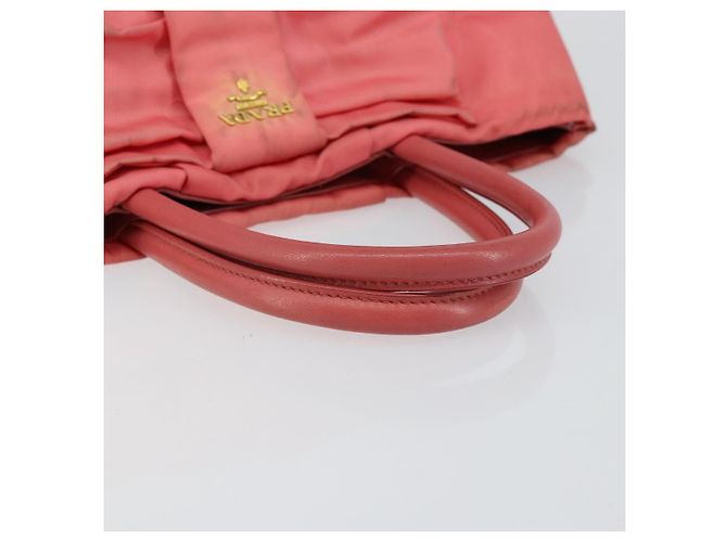 PRADA Borsa a mano in nylon rosa oro Auth 147140 D'oro - vista 7