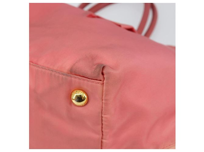 PRADA Borsa a mano in nylon rosa oro Auth 147140 D'oro - vista 9