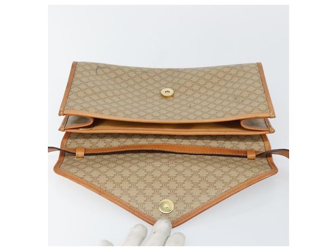 Céline Borsa a Spalla in Tela Macadam CELINE PVC Beige Oro Auth BA6573 D'oro - vista 10