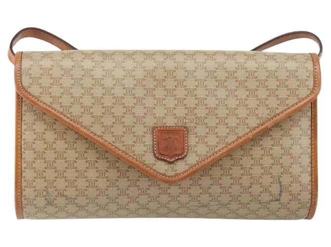 Céline Borsa a Spalla in Tela Macadam CELINE PVC Beige Oro Auth BA6573 D'oro - vista 13