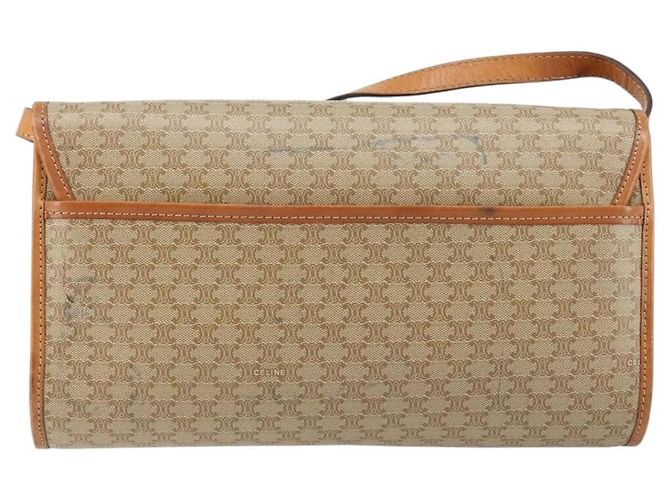 Céline Borsa a Spalla in Tela Macadam CELINE PVC Beige Oro Auth BA6573 D'oro - vista 2